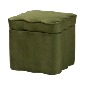 Baxton Studio Paulina Velvet Storage Ottoman - Lid Top Accent Stool with Interior Storage and Scalloped Outline for Bedroom or Living Room, Moss Green